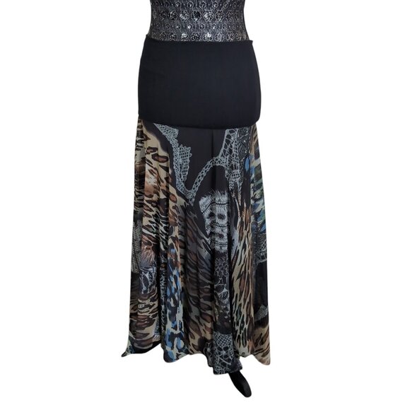 Animal Print Strapless Casual Long Dress Size Medium - Picture 3 of 5